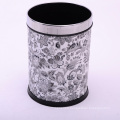 Round Open Top Ginkgo Flowers Design Dustbin de style européen (A12-1903O)